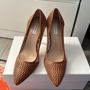 Brand new woven cognac color heels US 11.5